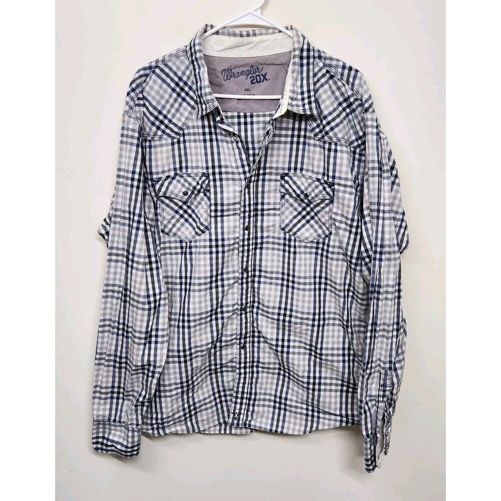 Wrangler 20X Long Sleeve Snap Pocket Western Shirt Men's XXL Plaid 1418